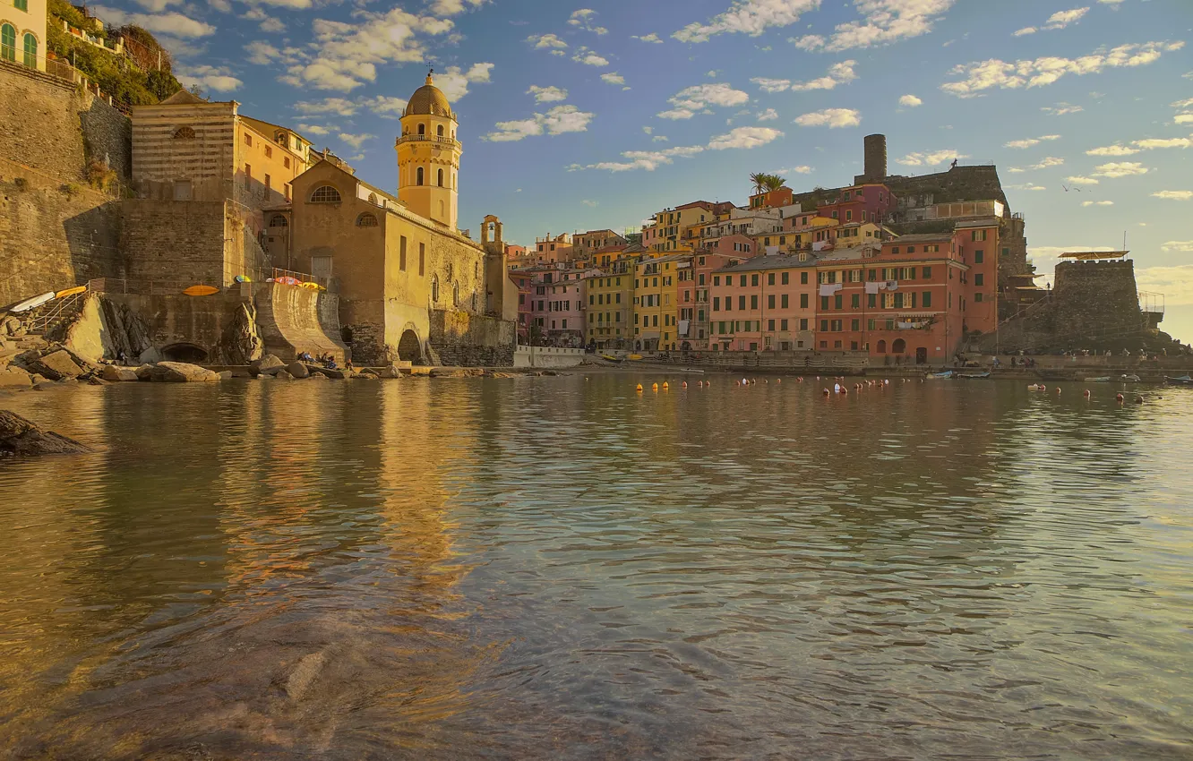 Photo wallpaper tower, home, Italy, Vernazza, Liguria