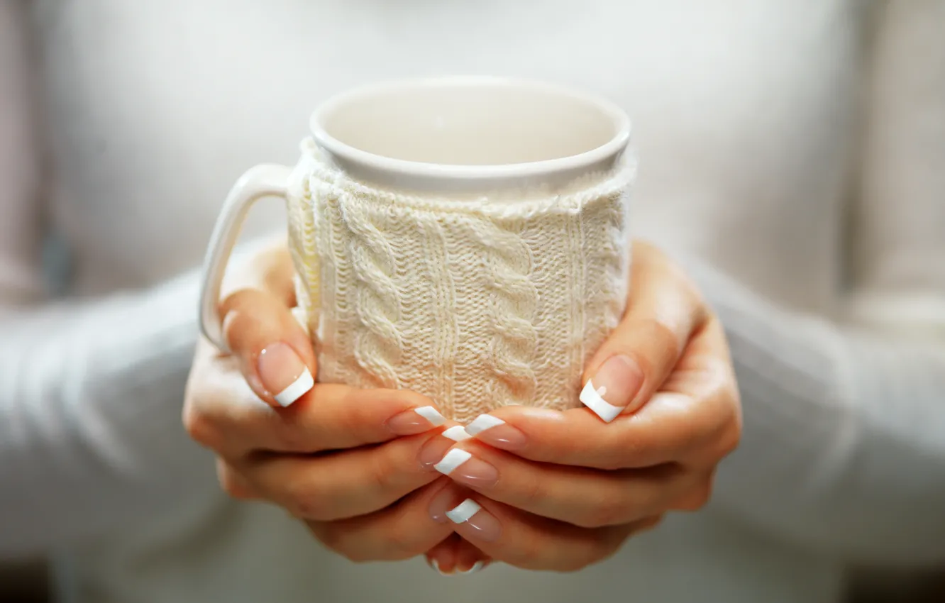 Photo wallpaper winter, hands, mug, winter, cup, cocoa, drink, hands