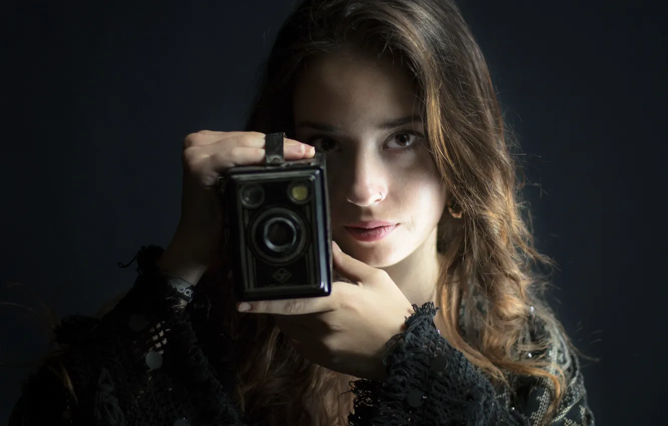 Photo wallpaper girl, camera, Alexia