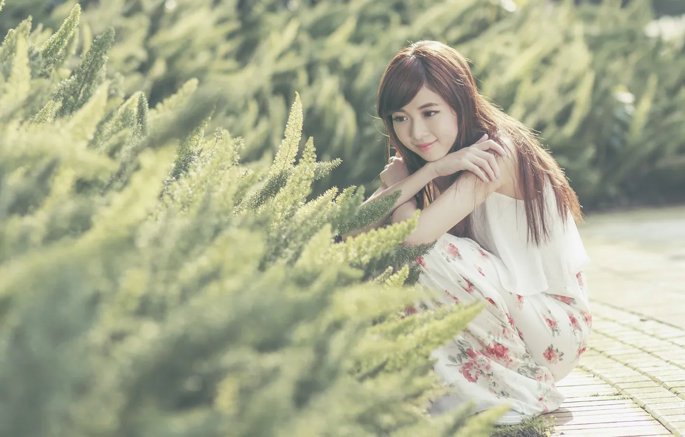 Photo wallpaper girl, smile, Asian