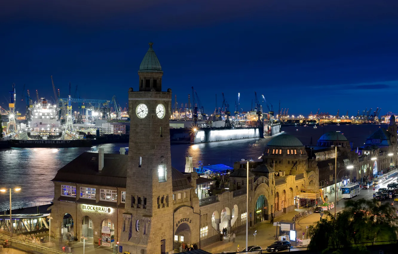 Photo wallpaper night, the city, photo, home, Germany, Hamburg