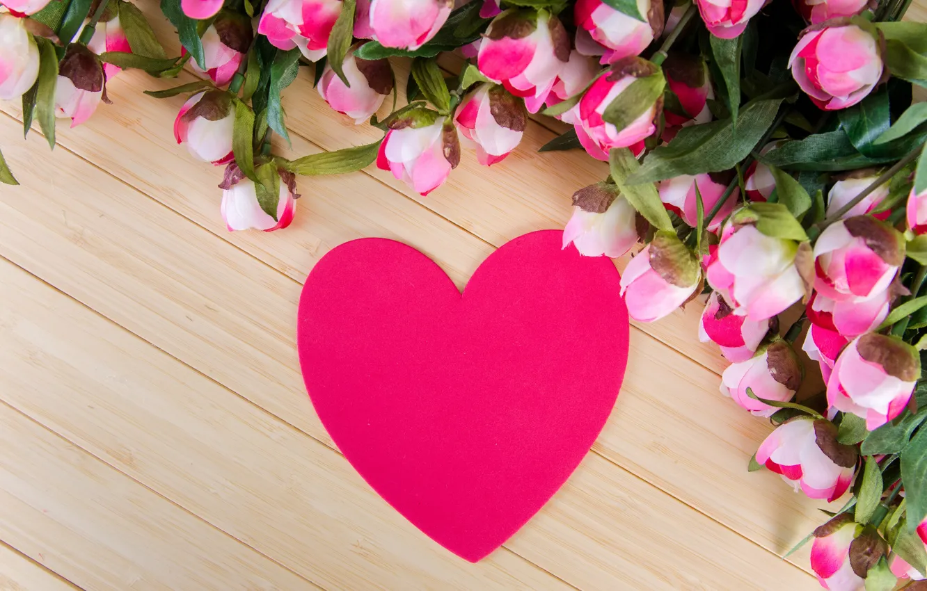 Photo wallpaper flowers, heart, tulips, heart, Valentine's day