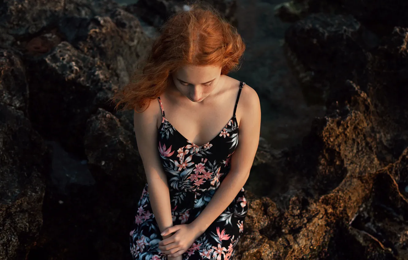 Photo wallpaper girl, red, Sergey Papirenko, CryMeAn