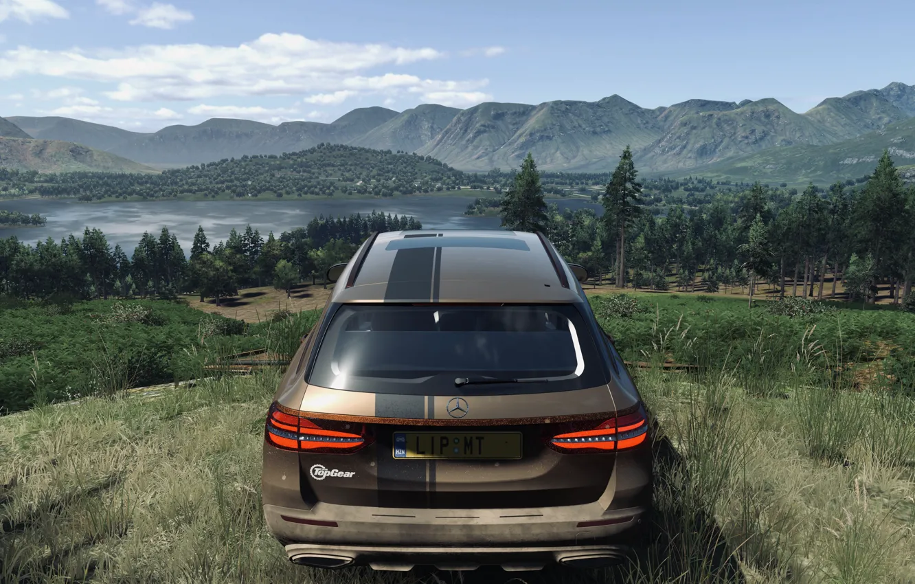 Photo wallpaper game, sky, trees, sea, landscape, wood, clouds, horizon