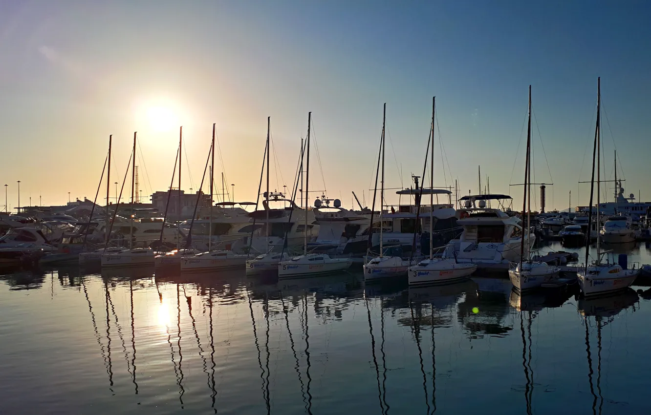 Photo wallpaper sea, sunset, yacht, Sochi