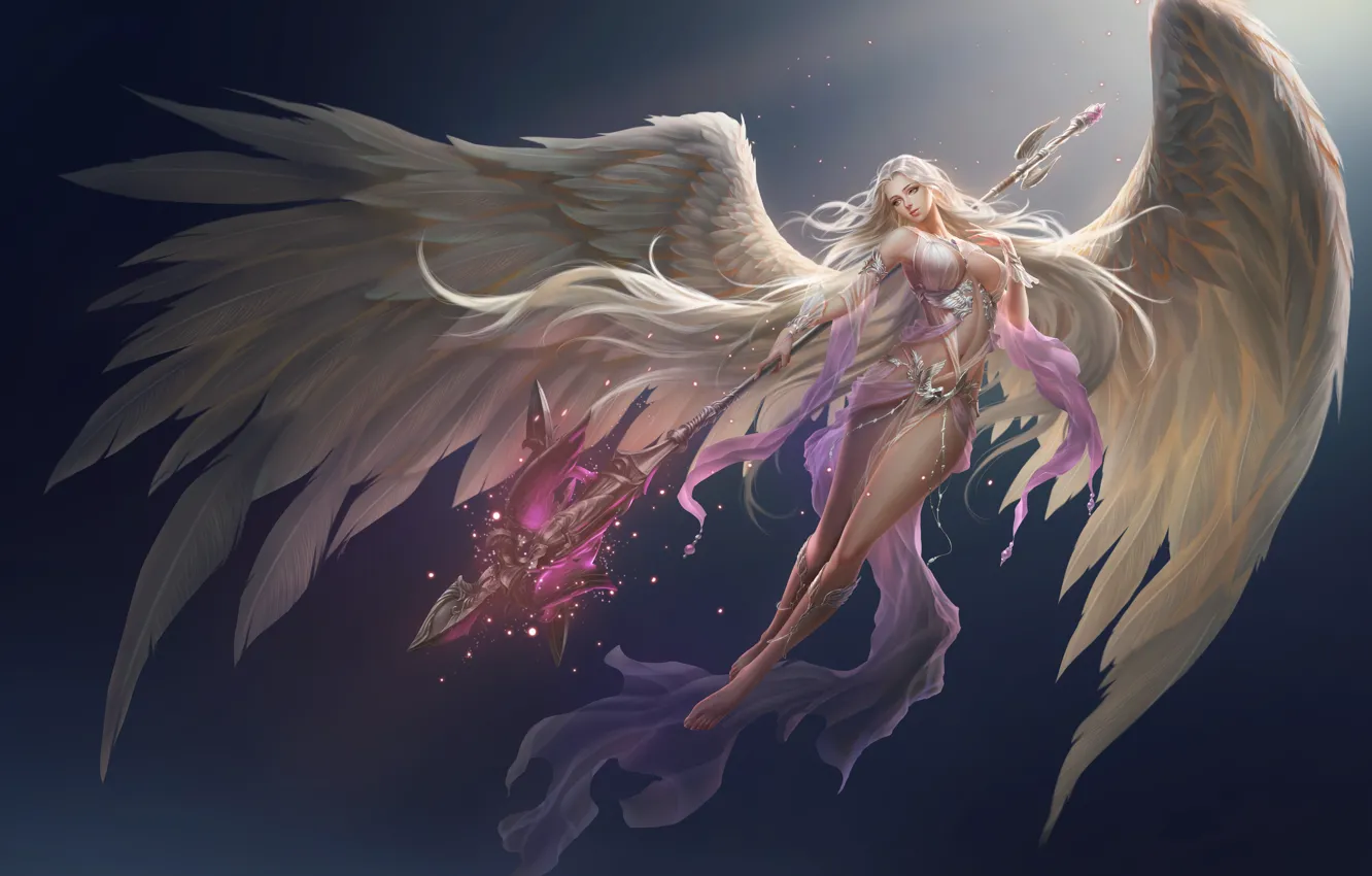 Photo wallpaper girl, background, wings, angel, fortuna, league of angels