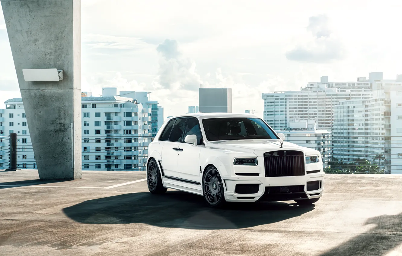 Photo wallpaper Rolls Royce, White, SUV, Elite, Cullinan