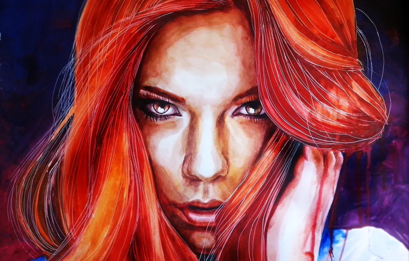 Photo wallpaper look, girl, hair, painting, artist Chirkov Arthur