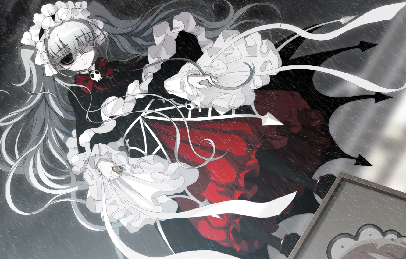 Photo wallpaper knife, demoness, the shower, eye patch, Santa Tsuji, Axanael, Nooko