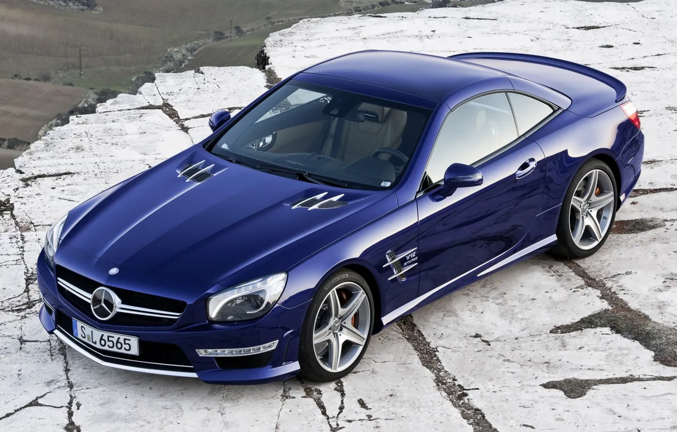 Photo wallpaper blue, car, 2012, Mercedes, auto, wallpapers, amg, sl65