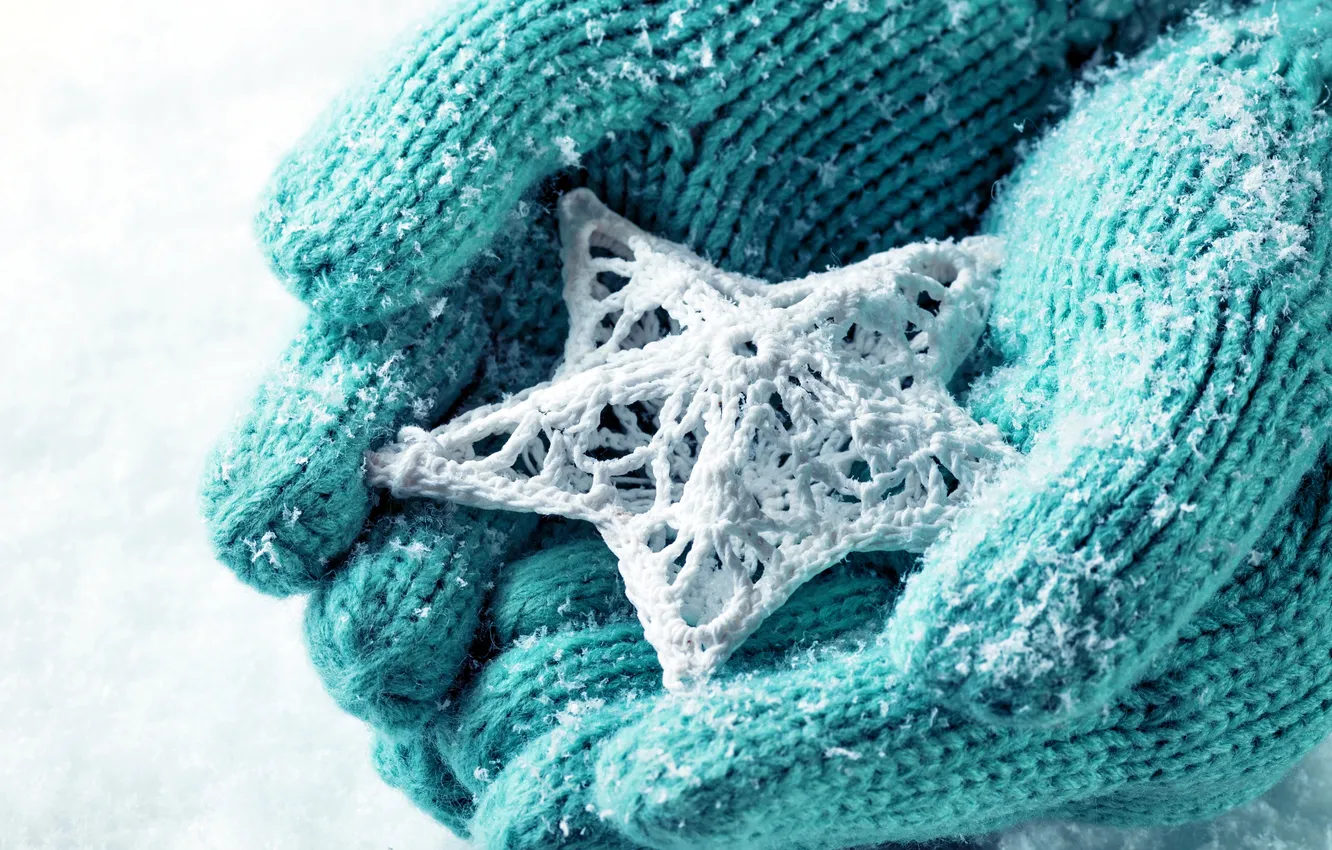 Photo wallpaper winter, stars, snow, love, hands, love, star, winter