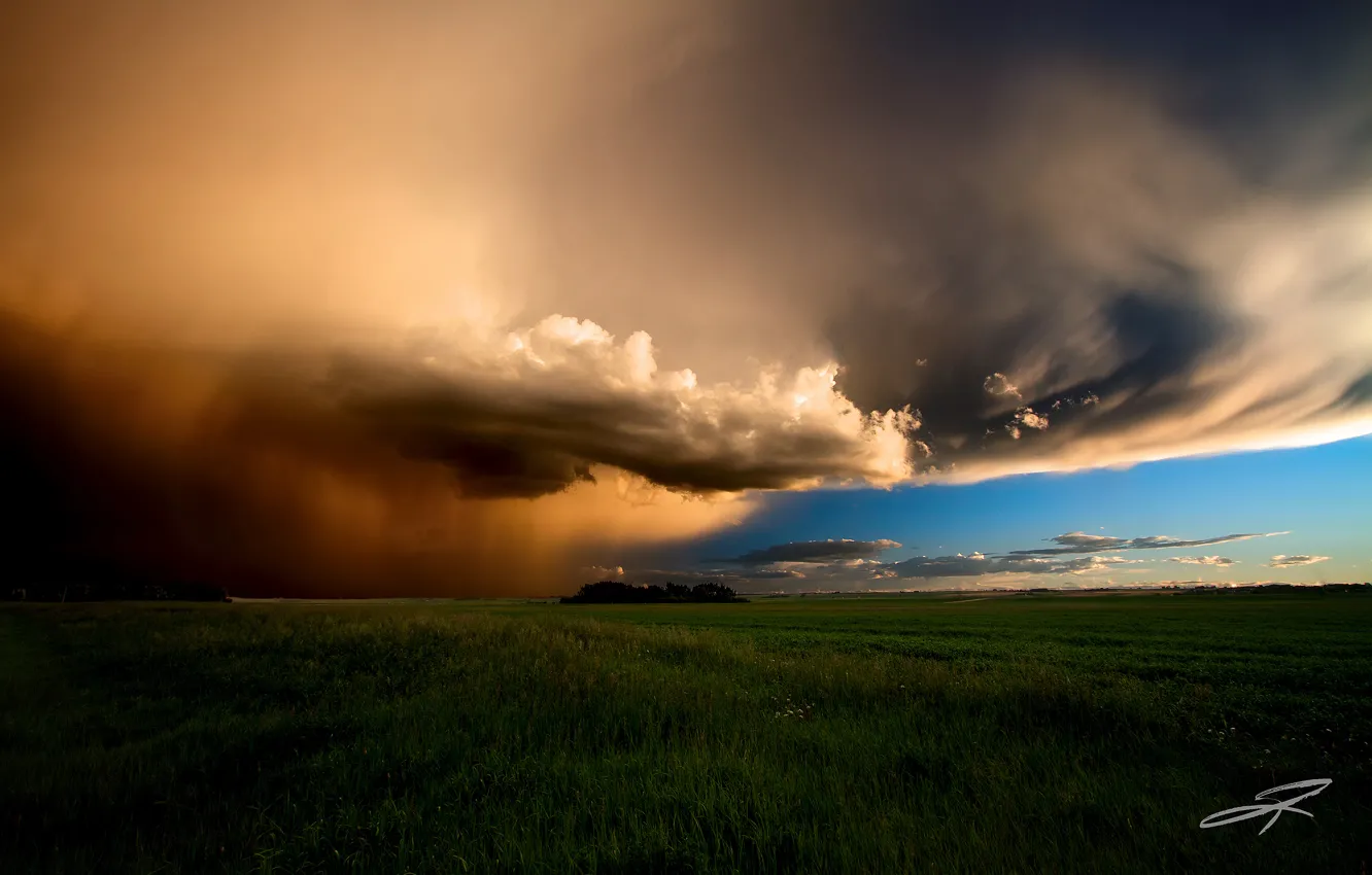 Photo wallpaper field, summer, the sky, clouds, Canada, Albert, June, evening storm