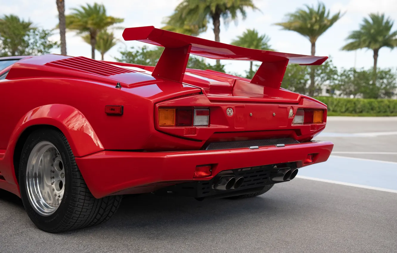 Photo wallpaper Lamborghini, Lambo, rear view, Countach, wing, Lamborghini Countach 25th Anniversary