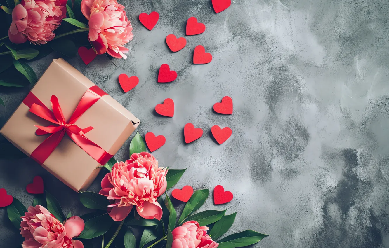 Photo wallpaper love, flowers, gift, romance, love, Valentine's day, heart, flowers