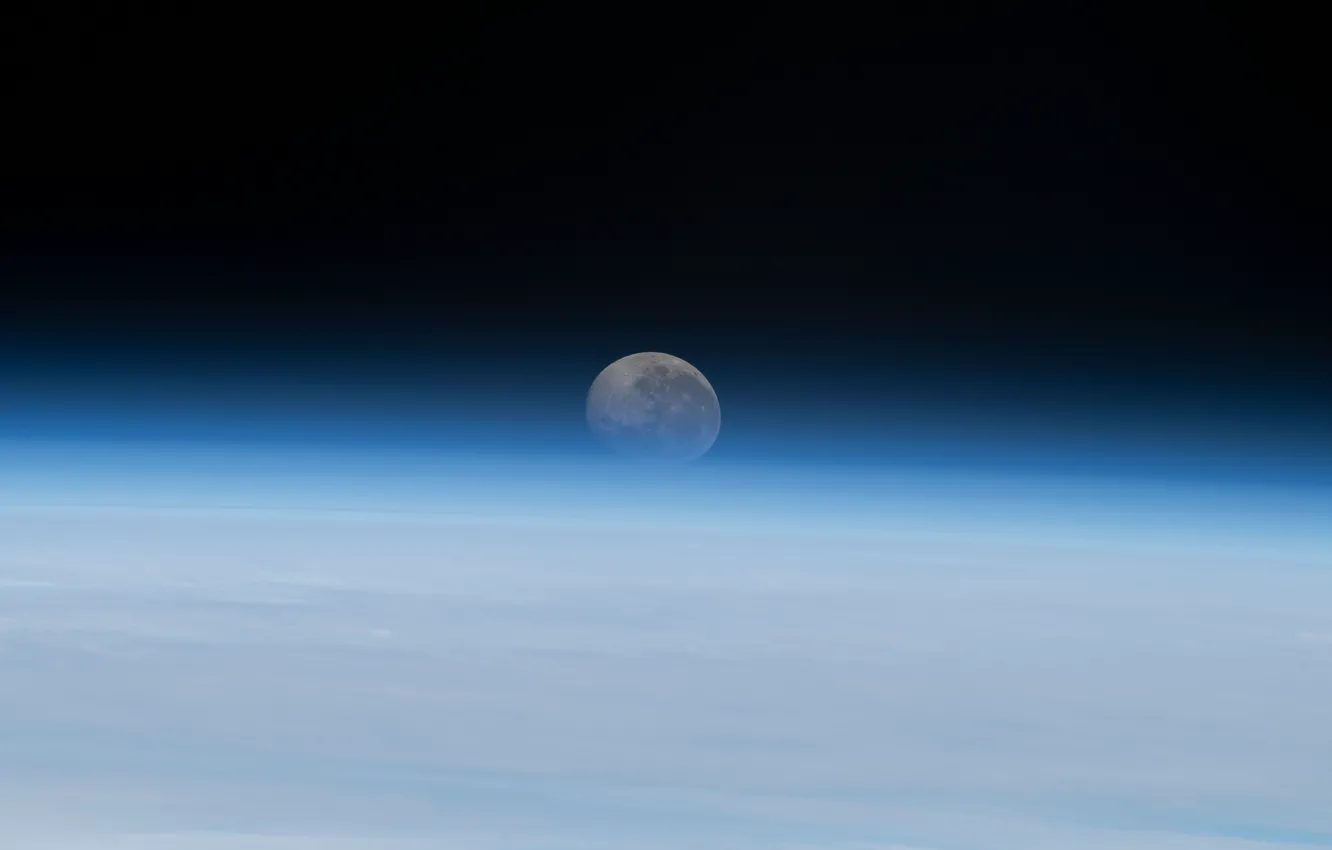 Photo wallpaper space, moon, Earth