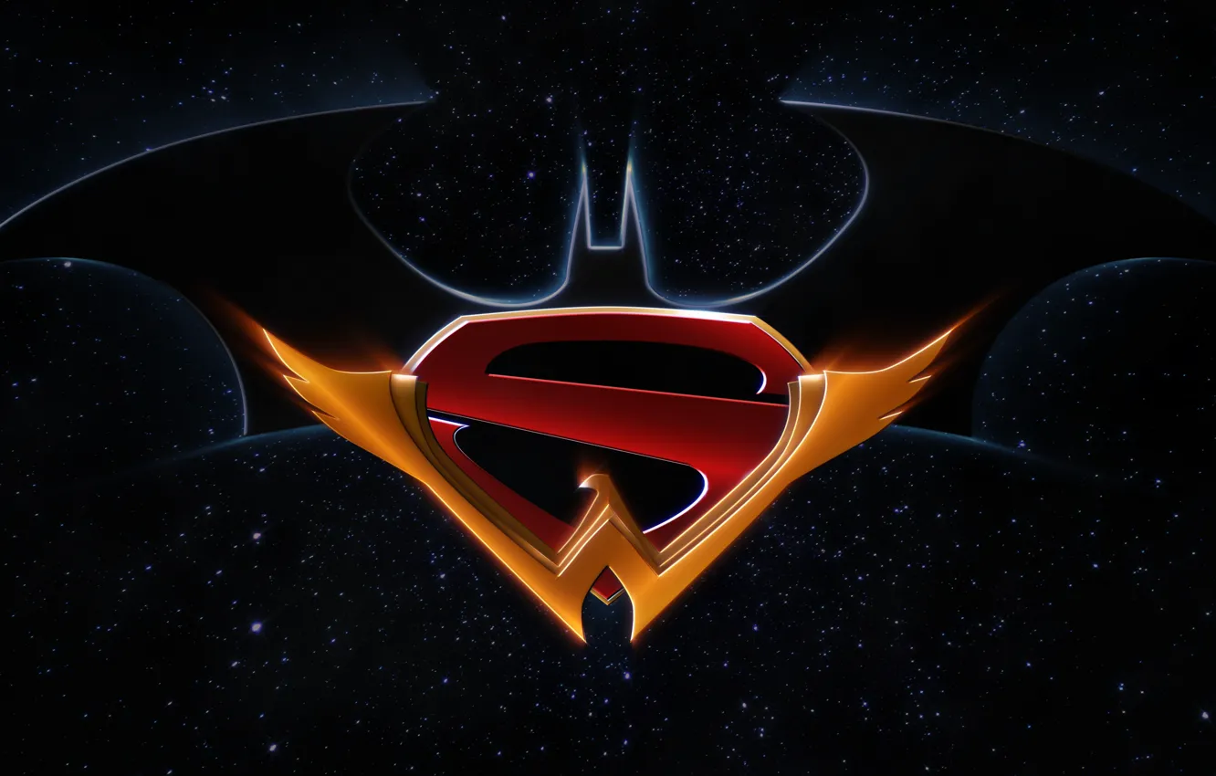 Photo wallpaper batman, Batman, emblem, logo, superman, Superman, symbol, wonder woman