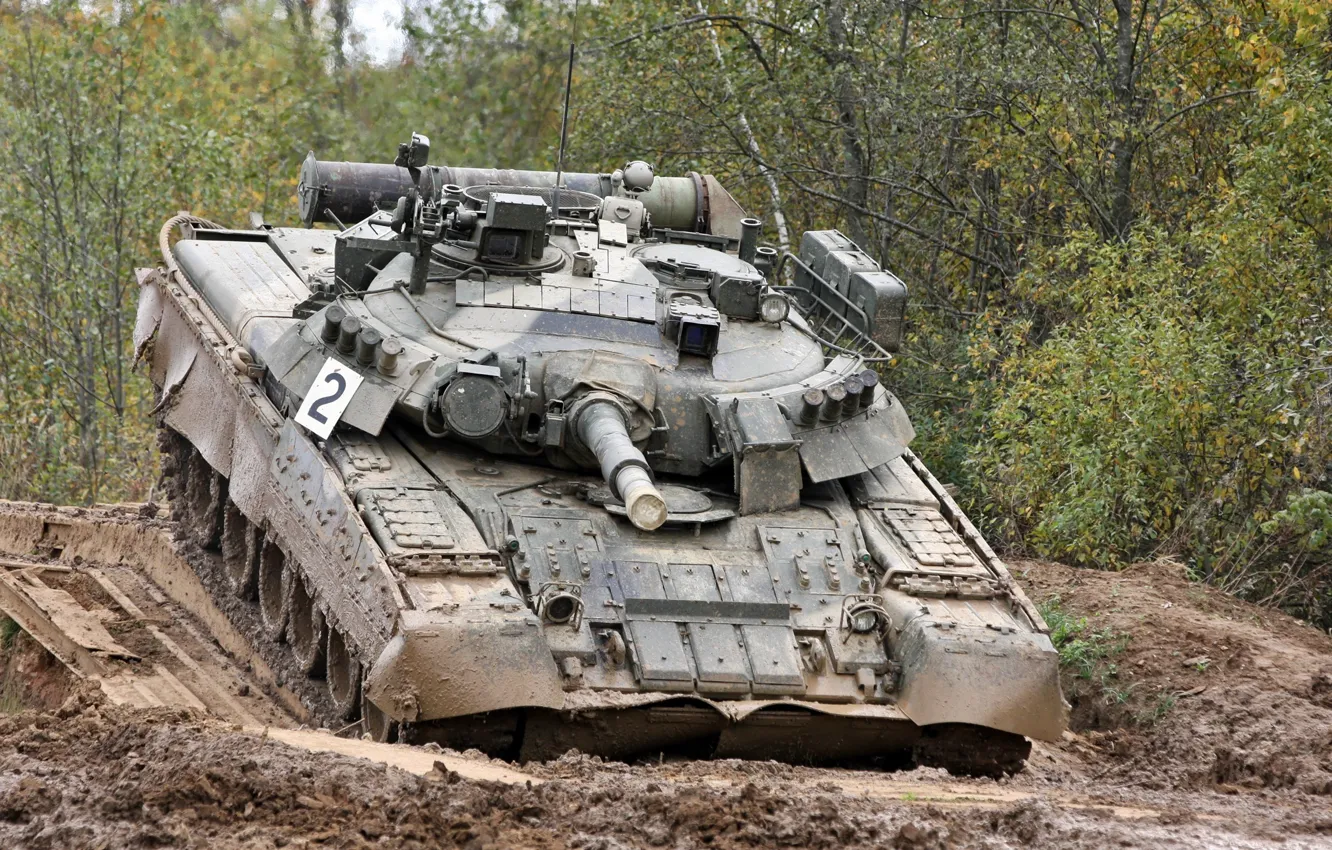 Photo wallpaper tank, Russia, polygon, military equipment, T-80 UD