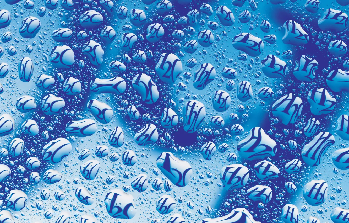 Photo wallpaper water, drops, macro, pattern, figure, formula, water, chemistry