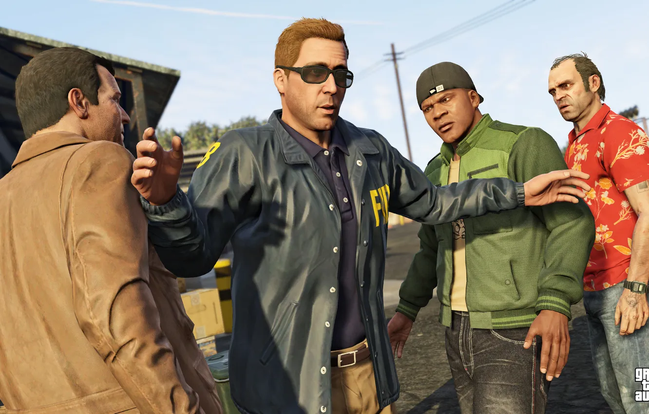 Photo wallpaper Michael, Grand Theft Auto V, Trevor, Franklin, gta 5