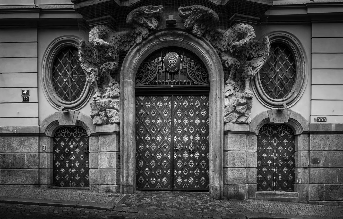 Photo wallpaper metal, wall, door