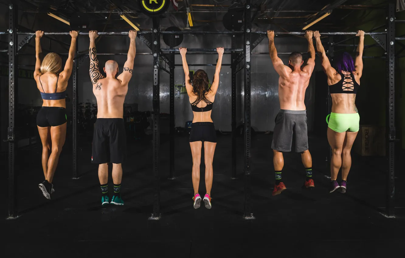 Photo wallpaper men, women, fitness, endurance, sportswear