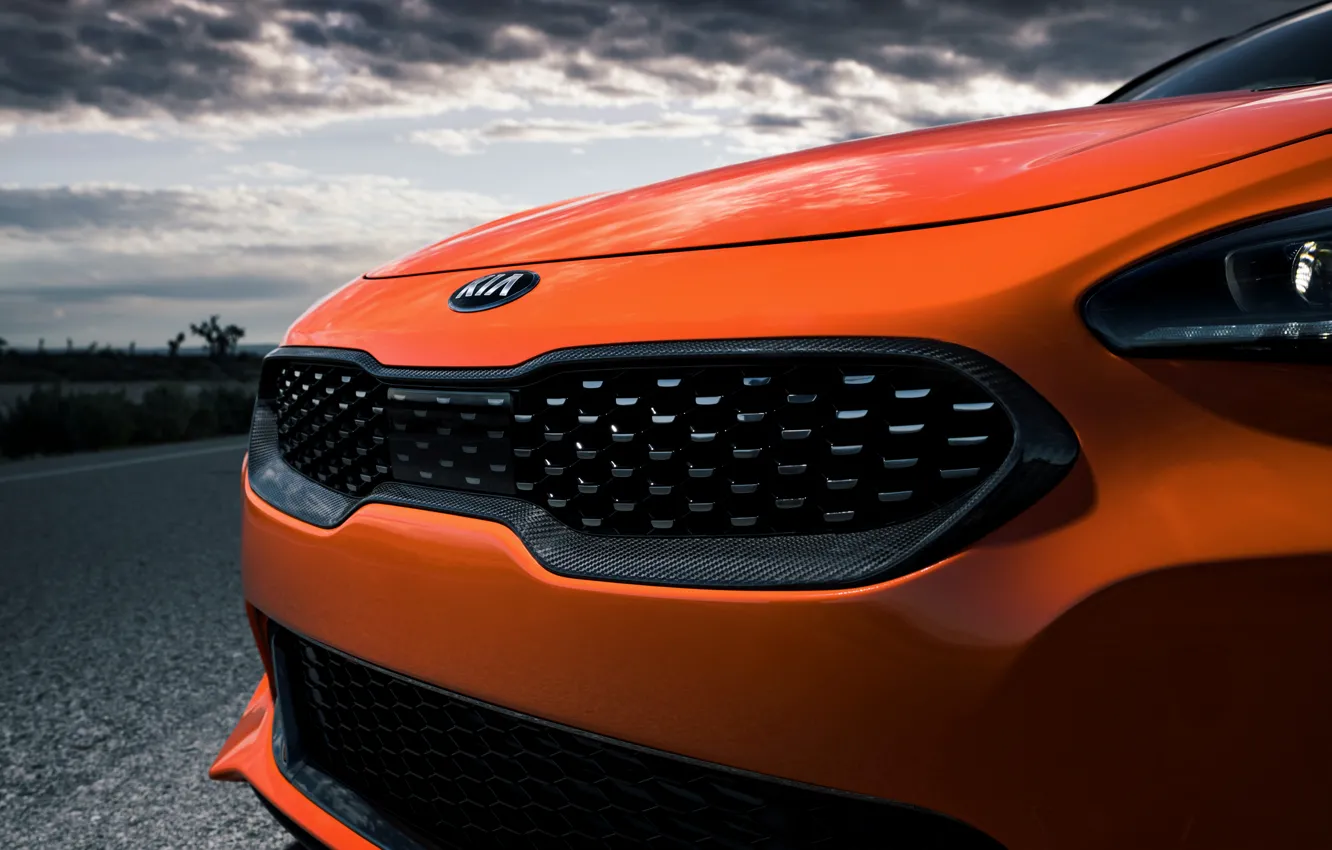 Photo wallpaper face, orange, before, KIA, Kia, GTS, the five-door, Stinger