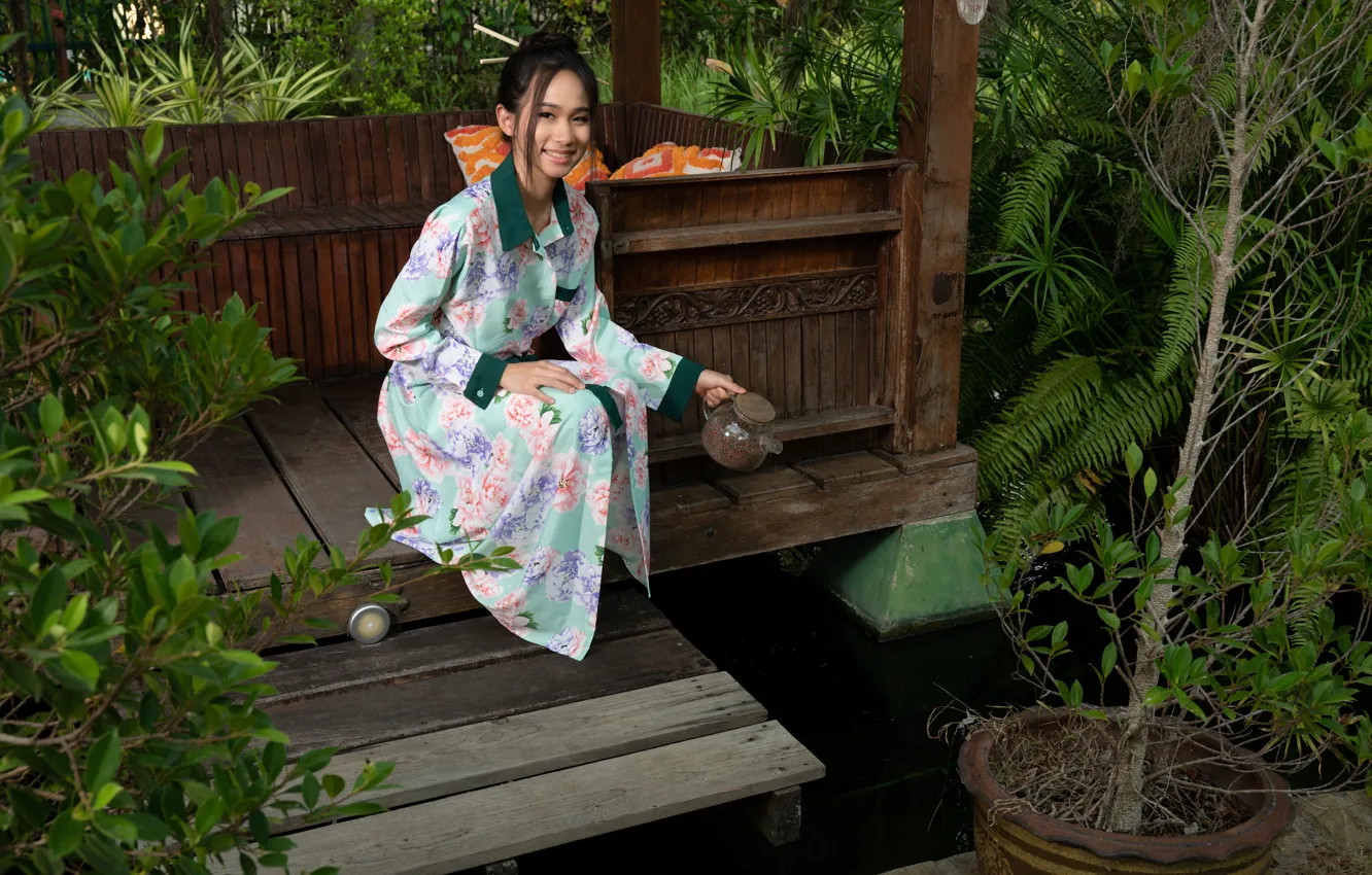 Photo wallpaper gorgeous, posing, beautiful face, Mayuko, Asian Beauty, pretty eyes, smiling girl, bewitching beauty