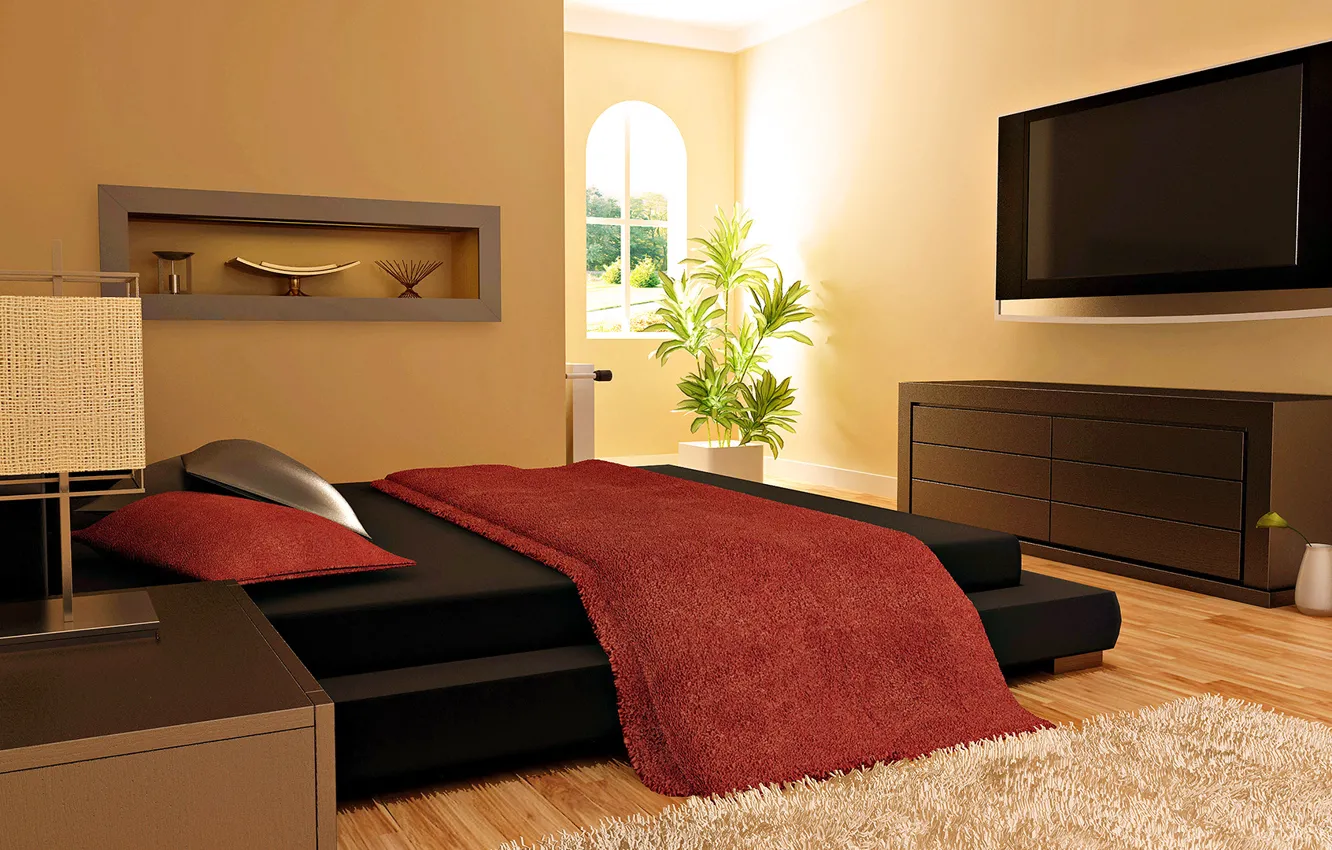 Photo wallpaper carpet, bed, panel, bedroom