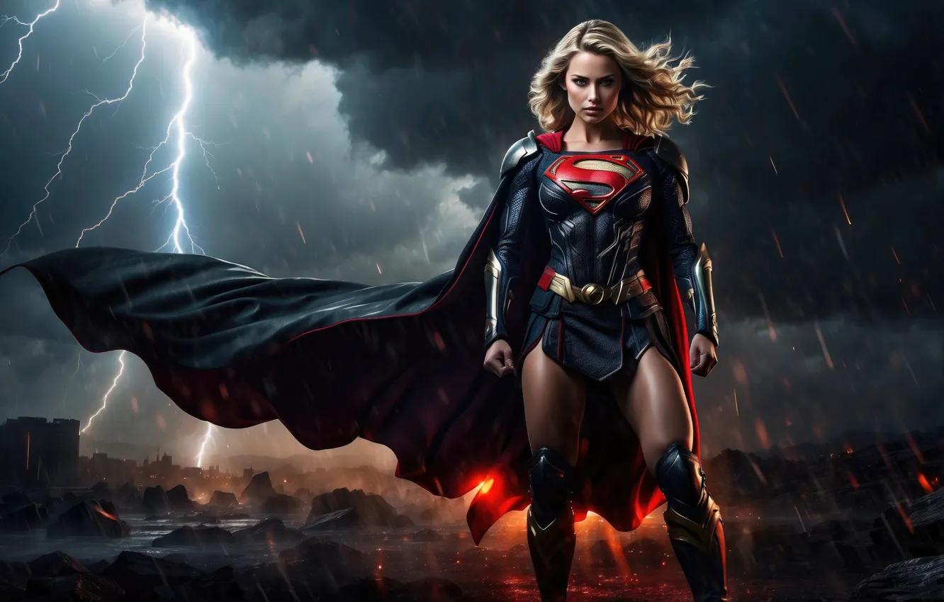 Photo wallpaper Superheroes, Supergirl, AI Art