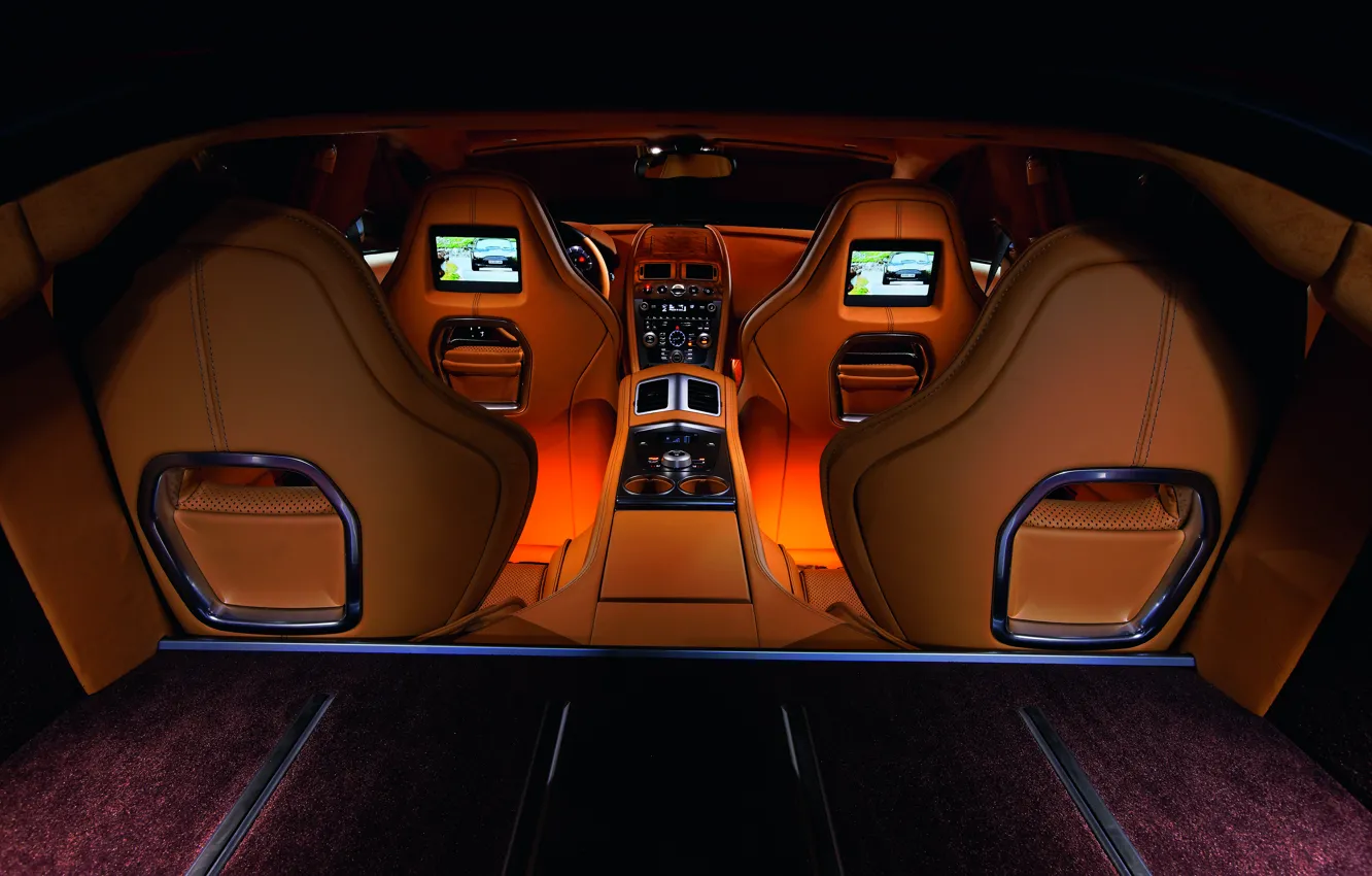 Photo wallpaper Aston Martin, Rapide, interior, leather, backlight, supercar, exclusive, four-door