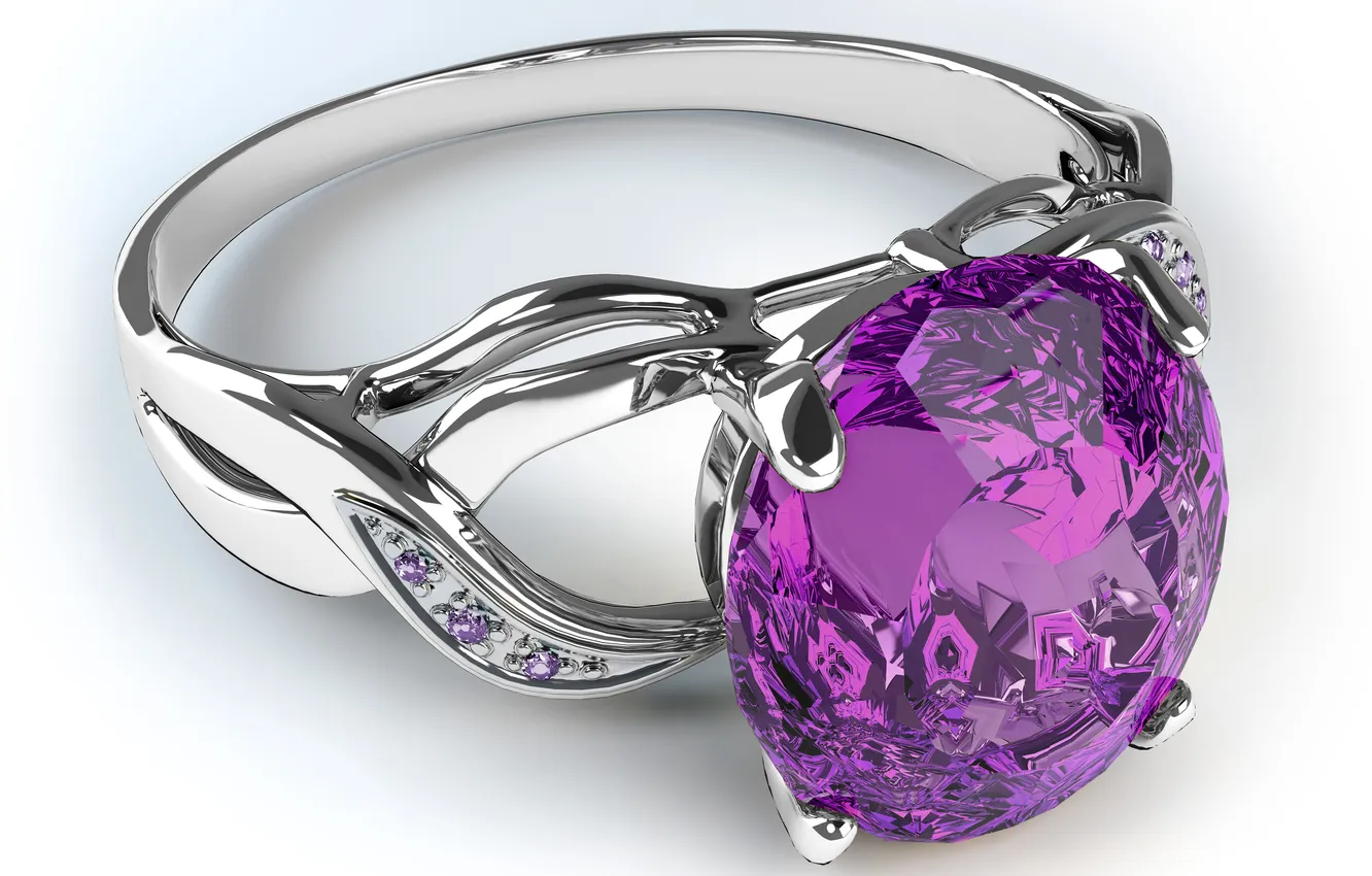Photo wallpaper white background, precious, ring. stone