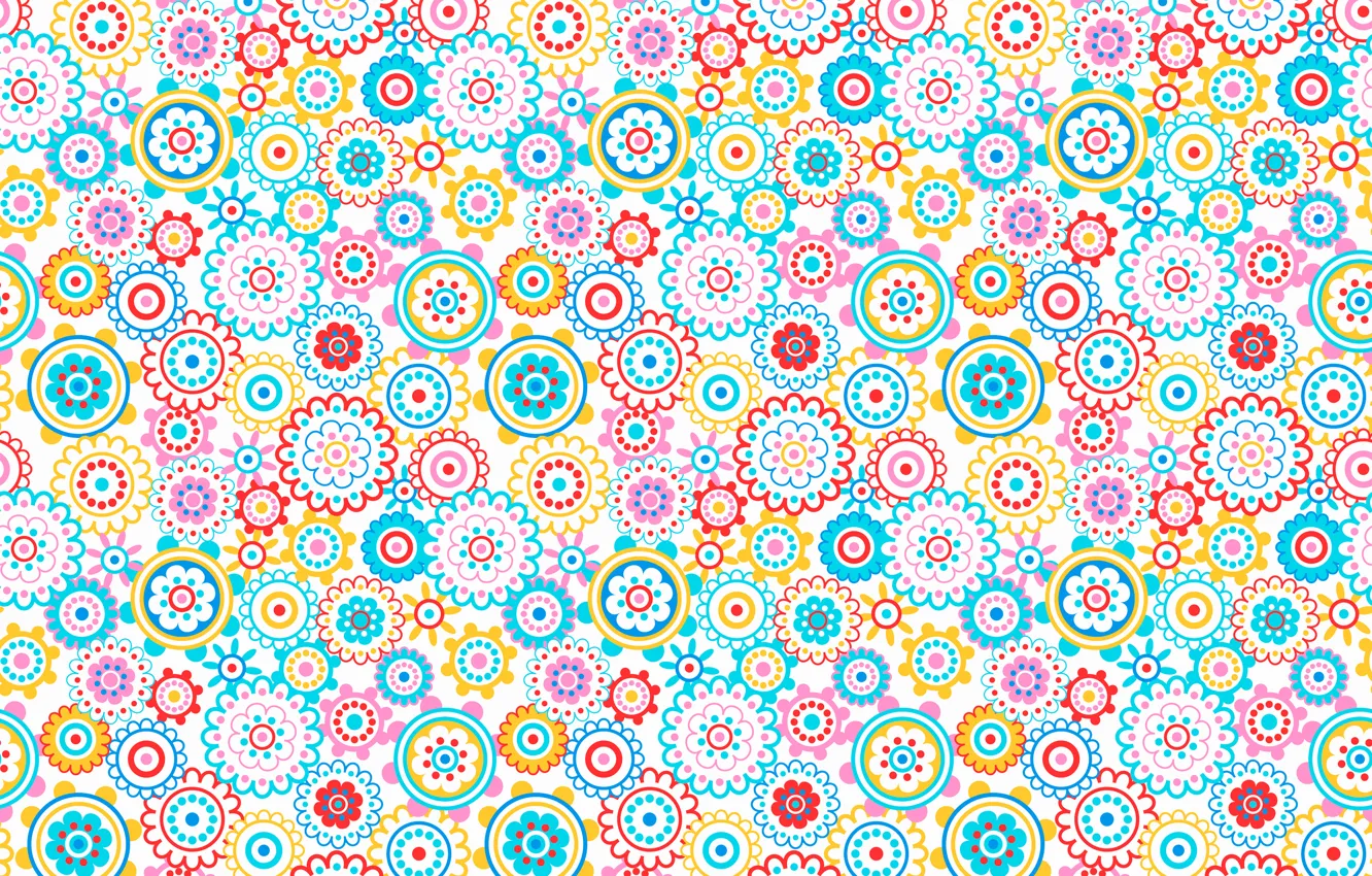 Photo wallpaper circles, flowers, pattern