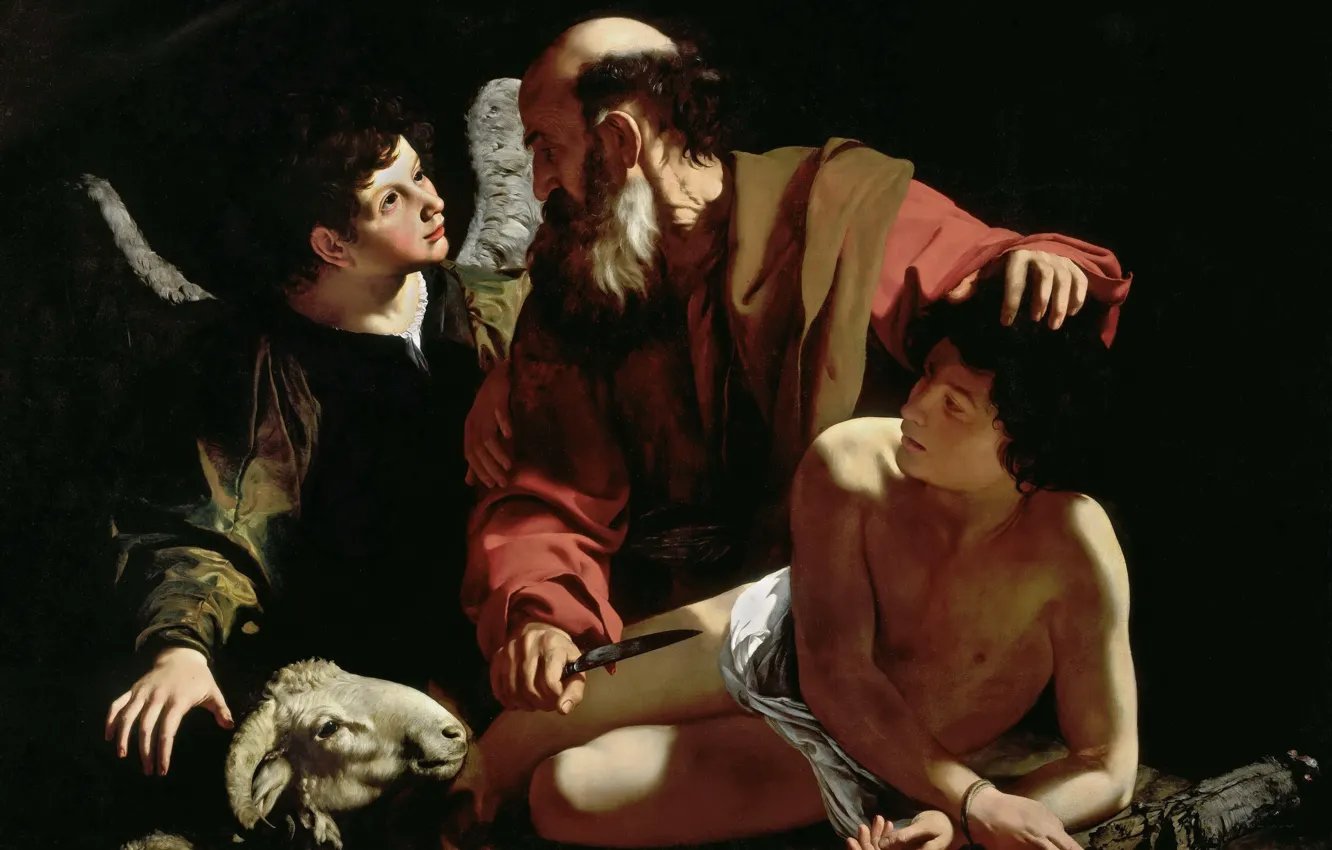 Photo wallpaper picture, mythology, Michelangelo Merisi da Caravaggio, The offering of Isaac as a Sacrifice