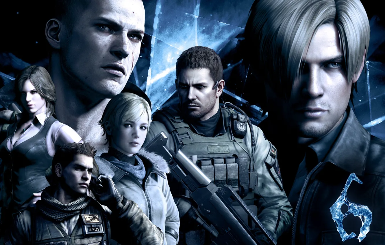 Photo wallpaper Resident evil, Biohazard, Resident Evil 6, Leon Scott Kennedy, Helena Harper, Chris Redfield, Sherry Birkin, …