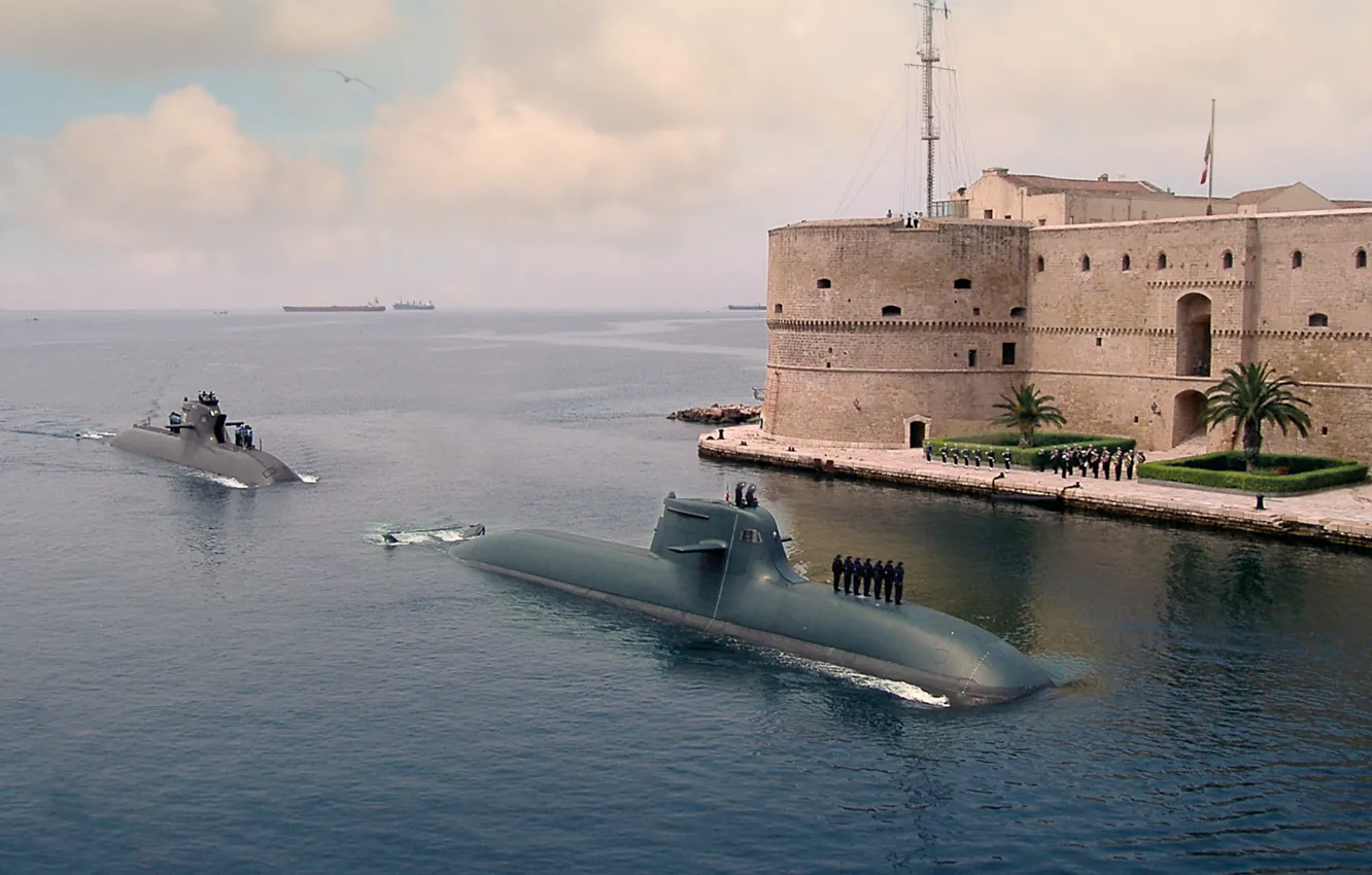 Photo wallpaper submarine, u212a, italian and German