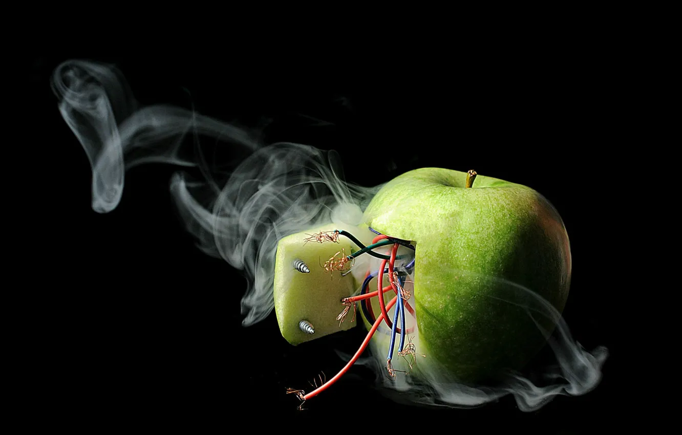 Photo wallpaper apple, electricity, short circuit