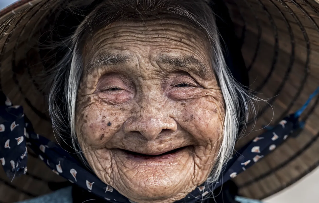 Photo wallpaper smile, portrait, grandma