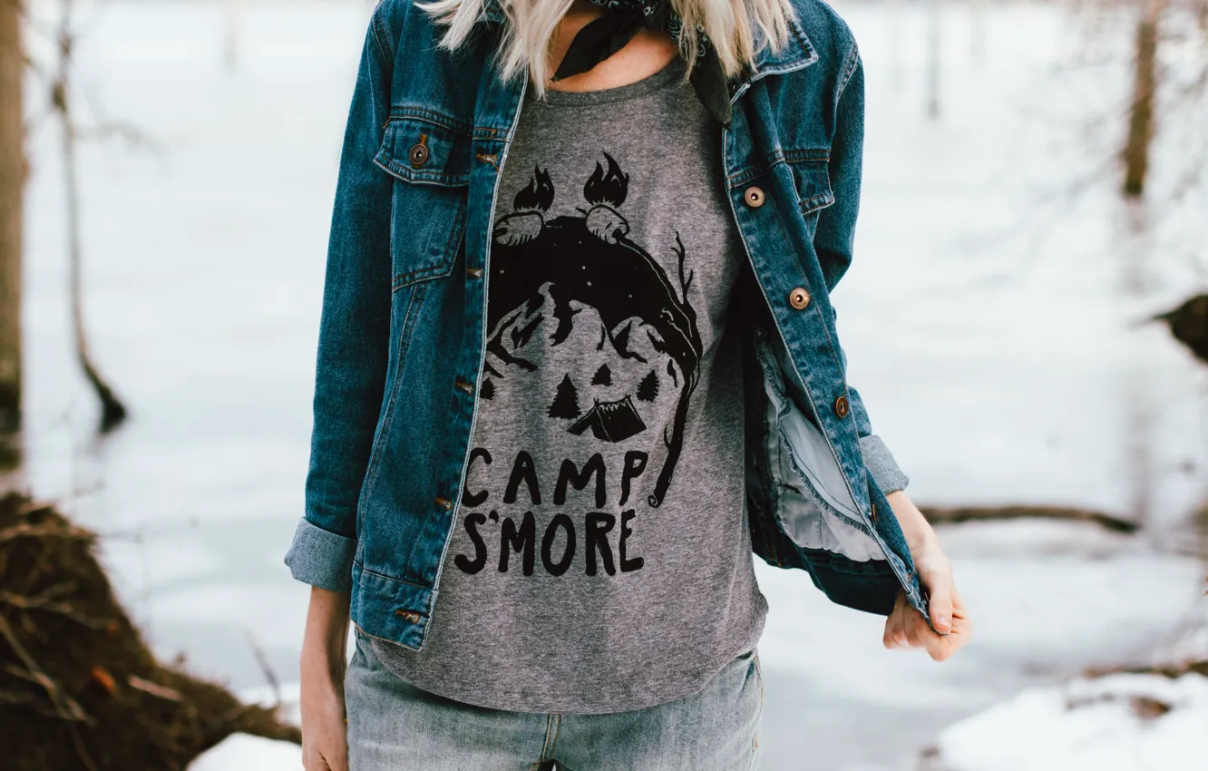 Photo wallpaper girl, t-shirt, dzhinsovka