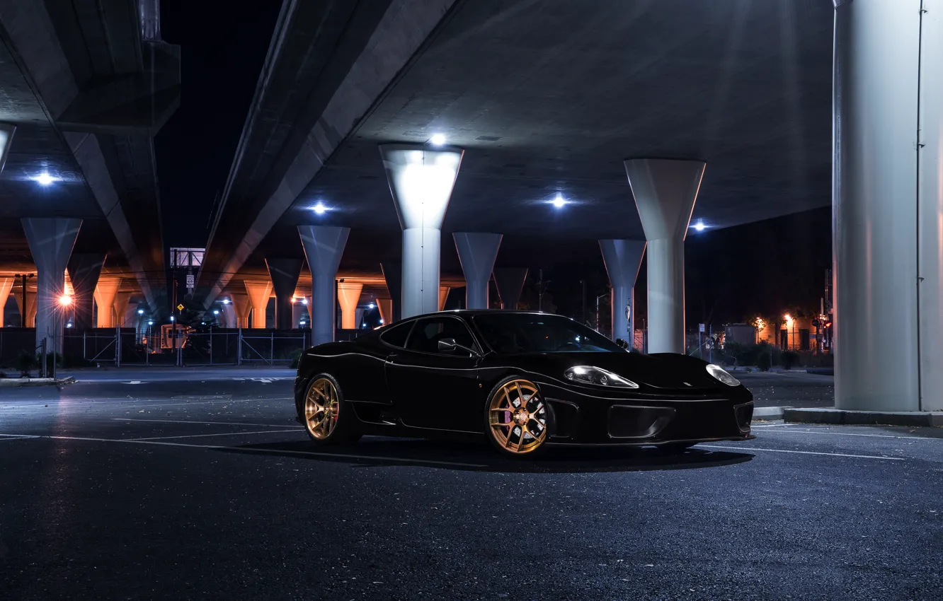 Photo wallpaper Dark, Ferrari, 360, Front, Bridge, Black, Modena, Collection