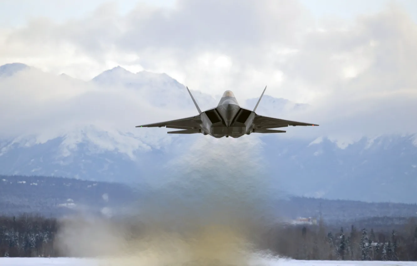 Photo wallpaper F-22, Raptor, UNITED STATES AIR FORCE, Lockheed/Boeing, multi-purpose fighter of the fifth generation
