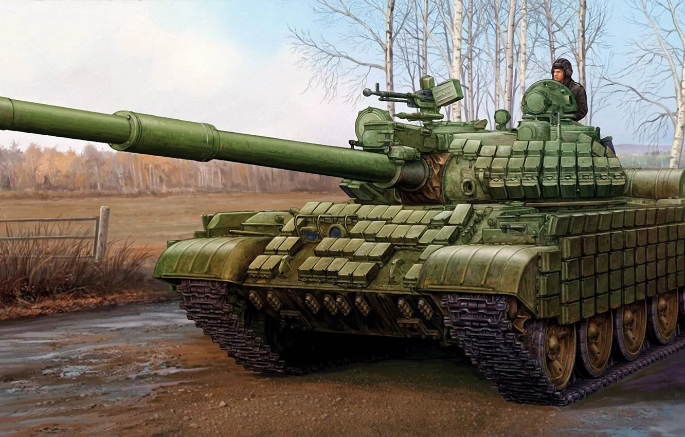 Photo wallpaper figure, art, T-62, Soviet main battle tank