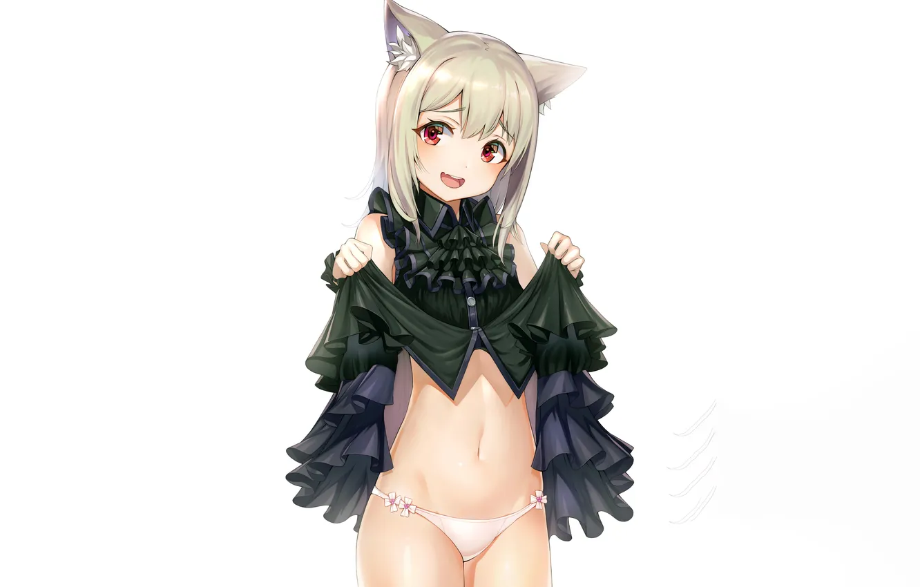 Photo wallpaper girl, sexy, lingerie, panties, long hair, dress, animal ears, sexy girl