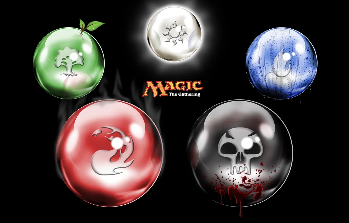Photo wallpaper green, red, white, black, blue, Magic The Gathering, cards