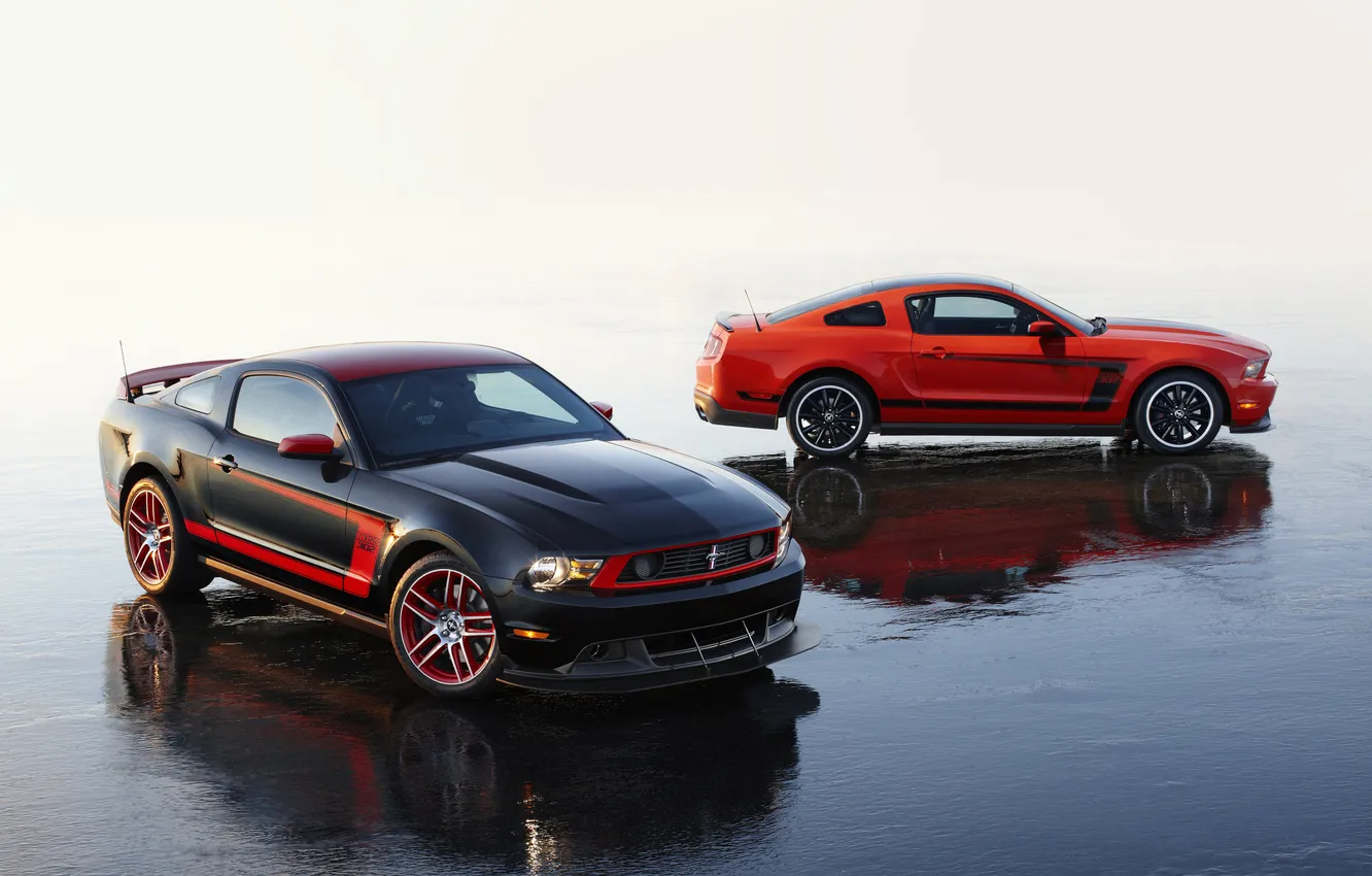 Photo wallpaper water, red, black, mustang, Mustang, red, ford, black