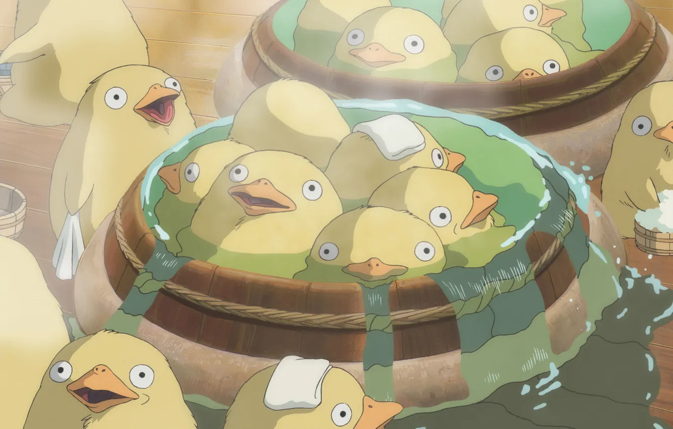 Photo wallpaper being, bathing, spirited away, Spirited Away, ducklings