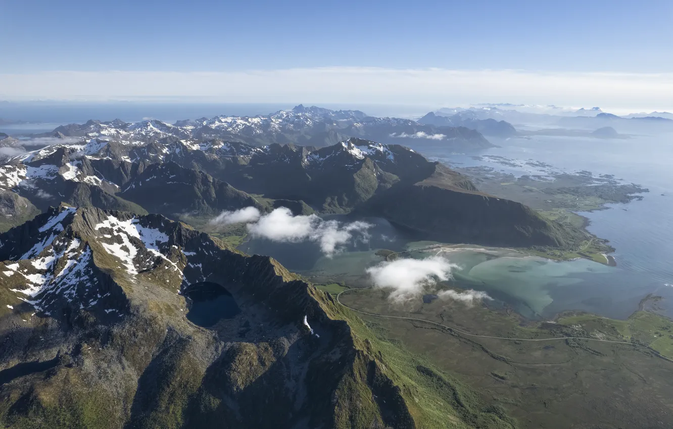 Photo wallpaper clouds, mountains, horizon, panorama, the