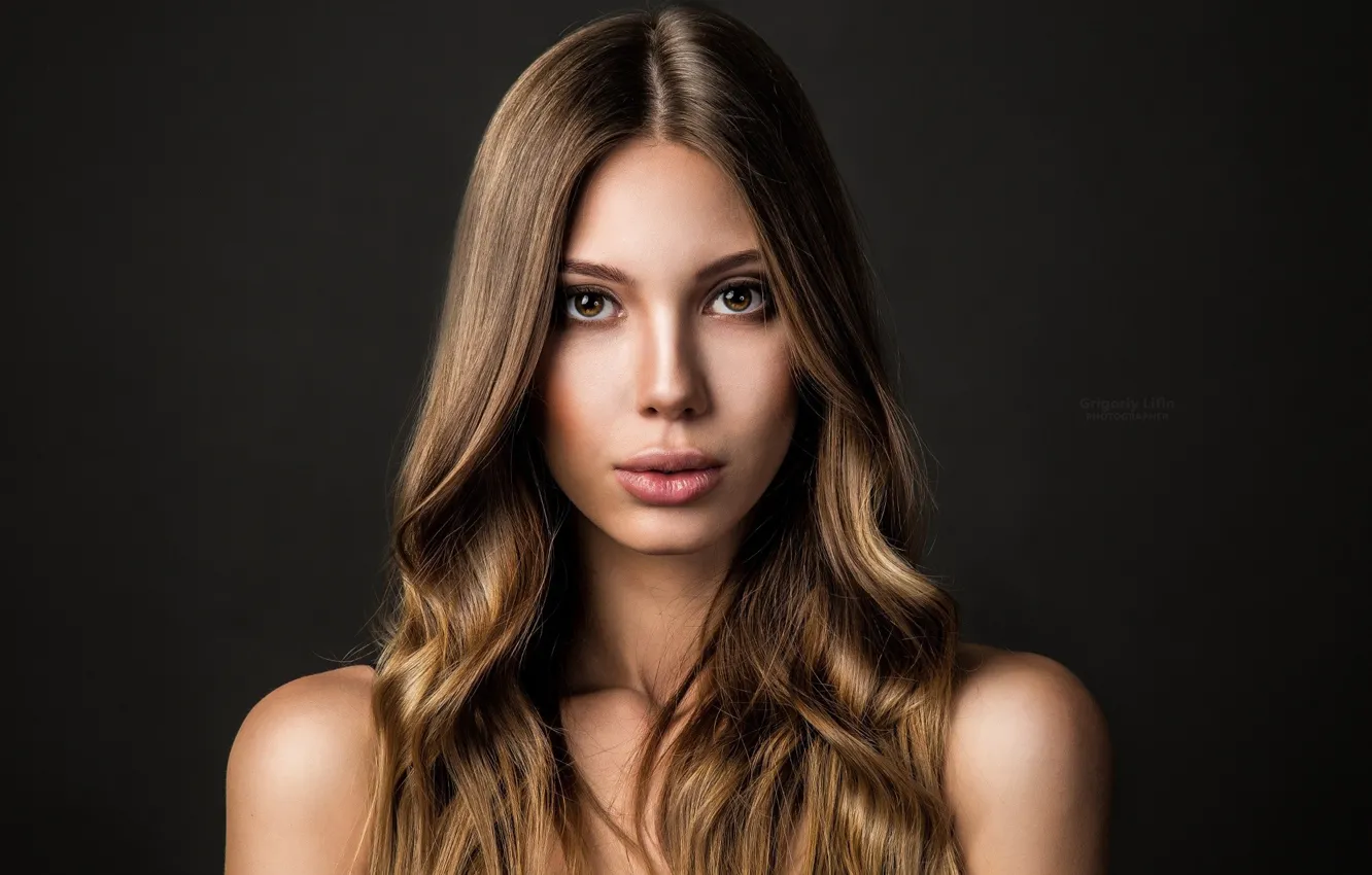Photo wallpaper look, background, model, portrait, makeup, hairstyle, brown hair, Grigoriy Lifin