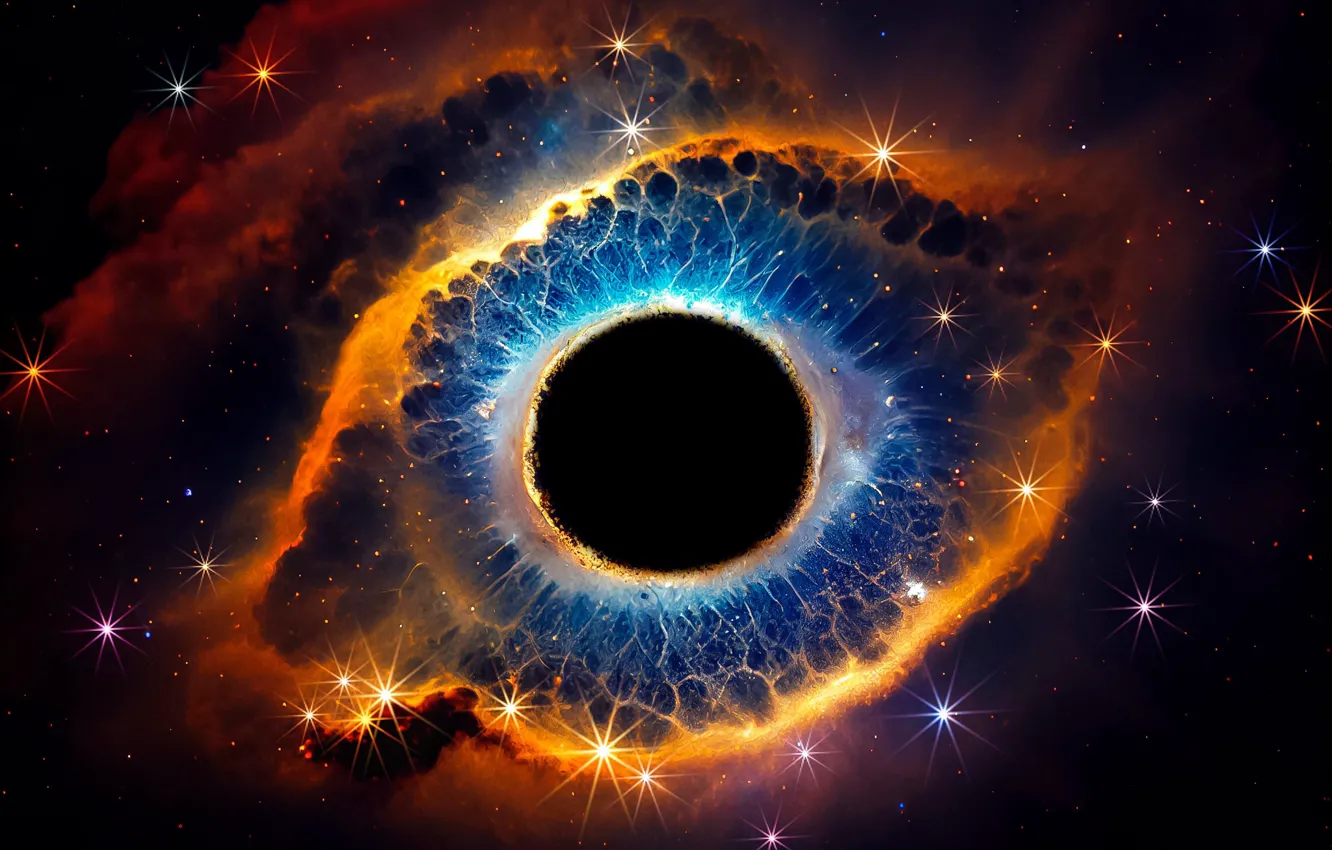 Photo wallpaper eyes, space, the universe, AI art, neural network