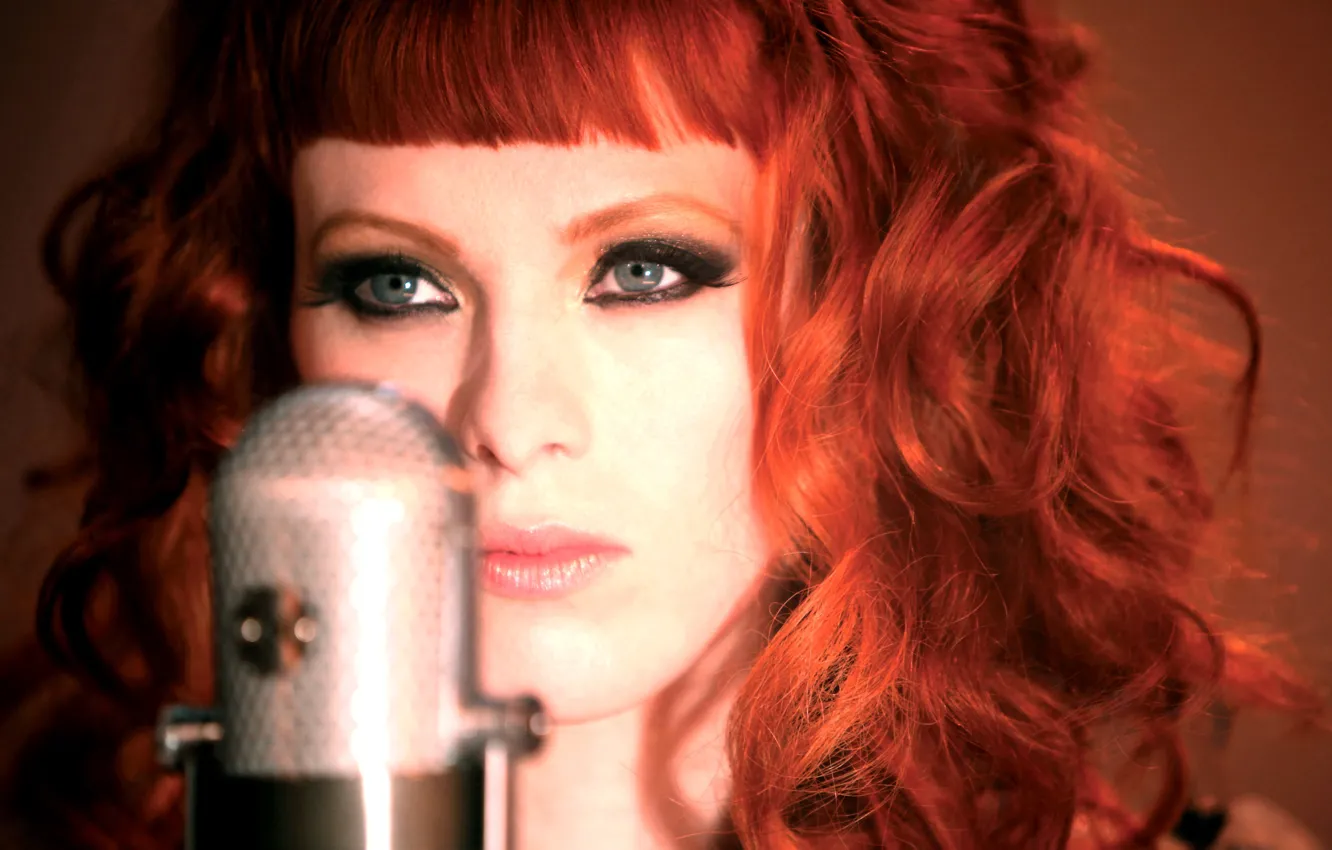 Photo wallpaper girl, model, guitarist, microphone, singer, rock, Blues, rock