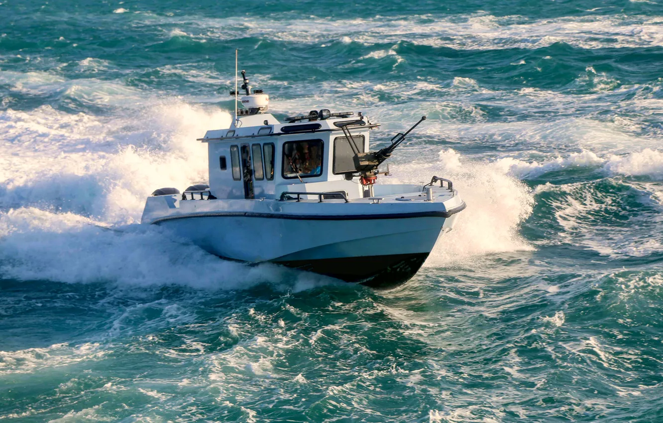 Photo wallpaper speed, boat, the coast guard